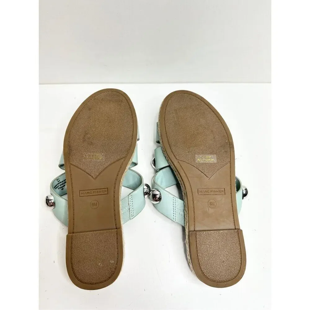 Marc Fisher Sandals Womens Size 6 Green Prisca Crisscross Espadrille‎ Slides